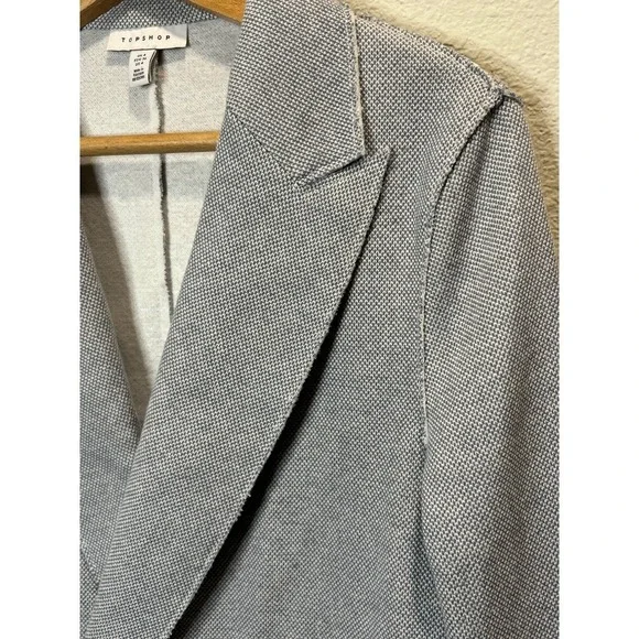 Topshop blazer women's size 4 gray double breasted long casual cotton blend - Picture 3 of 8